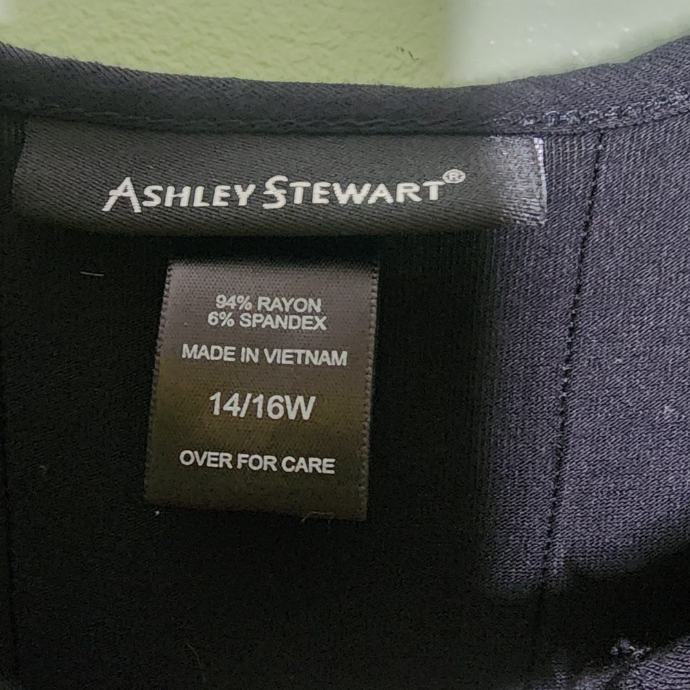 Ashley Stewart Knit Maxi Dress 14/16W Black Pullover Keyhole Witchy Goth Stretch - Picture 3 of 4